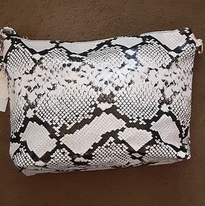 Small/medium black/white snakeskin clutch with strap to be a shoulder purse